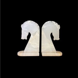 Elegant Cream Horse Head Bookends